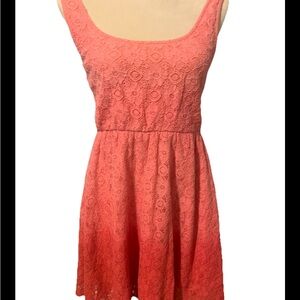 Kirra Mini Sleeveless Sun  Dress Ombre Pink Floral Lace Lined  Large Beach